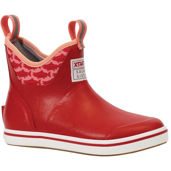 Xtratuf Women's Ankle Deck Boot, 5 M, Leather, 6 in H, Red XWAB6KS - main